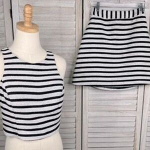 Express Black and White Striped Skirt Set